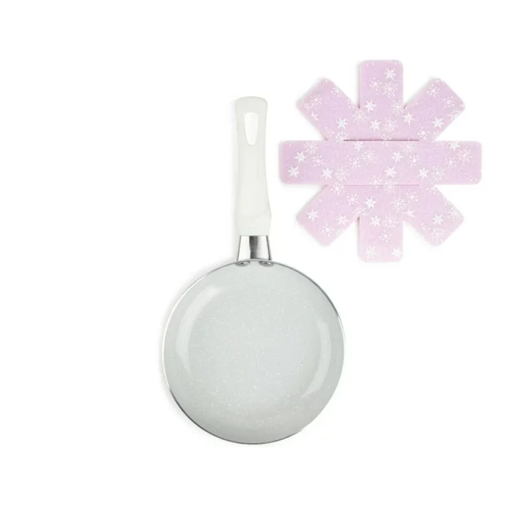 BKLYN Steel Co Mini Nonstick Fry Pan and Pink Snowflake Felt Protector 2pc Set